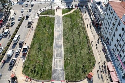 Muğla'da yıkılan Orgeneral Mustafa Muğlalı İşhanı alanında çevre düzenlemesi